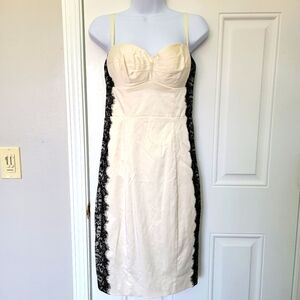 Guess Sleeveless Bra Top Ivory Black Lace Mesh Back Cocktail Special Occasion 7